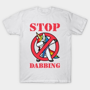 Dabbing Unicorn in red strike STOP Dabbing T-Shirt